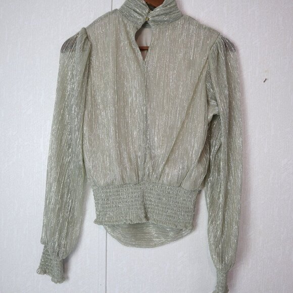 Bailey 44 Gold Silver Metallic Blouse XS - Picture 5 of 13